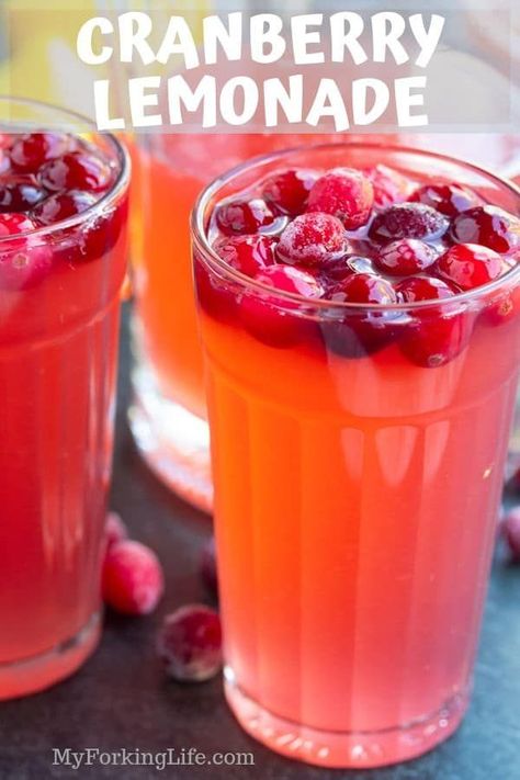 This Homemade Cranberry Lemonade is the perfect non-alcoholic punch to serve to your guests. It’s refreshing and delicious and the perfect twist on classic lemonade. #lemonaderecipe #nonalcoholicdrinks #cranberryrecipes Good Lemonade Recipe, Lemonade Cocktail Recipe, Cranberry Lemonade, Cranberry Drinks, Non Alcoholic Punch, Lemonade Punch, Best Lemonade, Fruit Chocolate, Alcoholic Punch