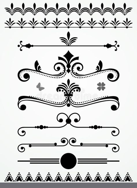 Illustration about Vintage text, paragraph or chapter dividers, borders, decorations and design elements, black and white. Illustration of greeting, divider, ornate - 65226134 Suraj Photo, Wedding Clipart Free, Wedding Card Format, Line Design Pattern, Wedding Photography Album Design, Coreldraw Design, Shadi Card, Wedding Symbols, Wedding Vector Art