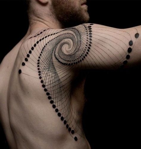 geometric tattoos for men shoulder tattoo ideas Geometric Tattoo Back, Kunst Tattoos, Geometric Tattoo Arm, Mens Shoulder Tattoo, Omerta Tattoo, Geometry Tattoo, Geometric Tattoo Design, Geometric Sleeve, Back Tattoos For Guys