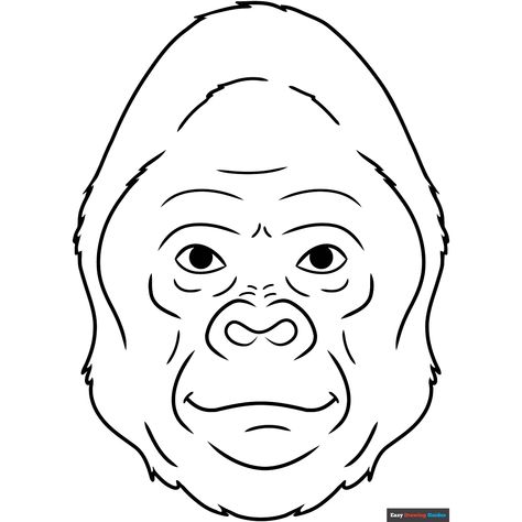 Free Gorilla Face Coloring Page for Kids Gorilla Face Drawing, Gorilla Face, Face Coloring, Easy Drawing Guides, Elephant Colour, Drawing Guides, Kids Print, Drawing Tutorial Easy, Coloring Tutorial