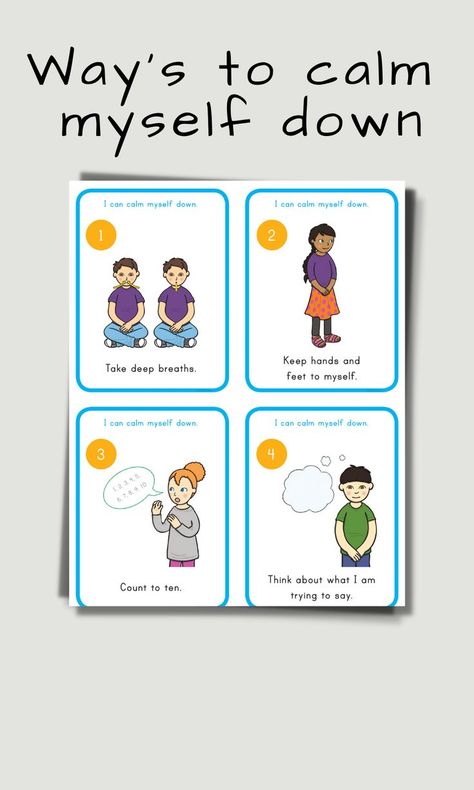 Provide students with a visual reminder of how they can take accountability of their behavior with the FREE I Can Calm Myself Down Prompt Cards. Each of the four cards features an action students can take to calm themselves down. Laminate the cards, attach to a ring, and allow students to keep at their desks or place in a cool down spot. How To Calm Myself Down, Take Accountability, Activities For Elementary Students, Summer School Activities, Mindset Activities, Growth Mindset Activities, Calming Techniques, Awareness Quotes, Fun Summer Activities