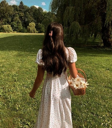 Cottage Core, A Girl, Cottage, Flowers, White