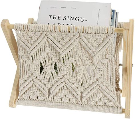 Boho Magazine, Bead Wall Hanging, Bead Wall, Magazine Storage, Bookshelf Storage, Magazine Holder, Woven Baskets Storage, Boho Macrame, Book Holders