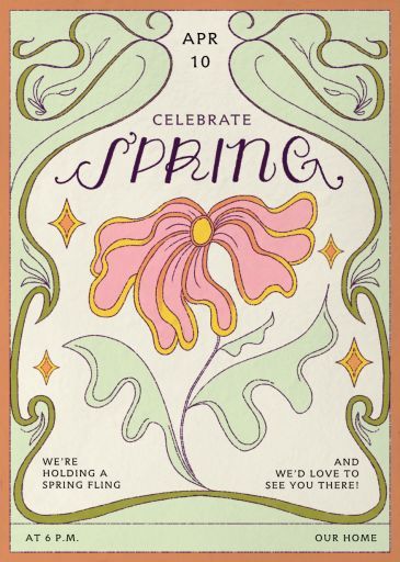 Customize 'Bloom Nouveau' Spring Party Invitation online and send via email, text message, or a shareable link. Instantly track deliveries and opens, and message recipients. Spring Fling Invitation, Spring Soiree Party, Garden Party Invites, Scrapbook Printouts, Spring Party Invite, Botanical Party, Soiree Party, Party Invitation Design, April Calendar