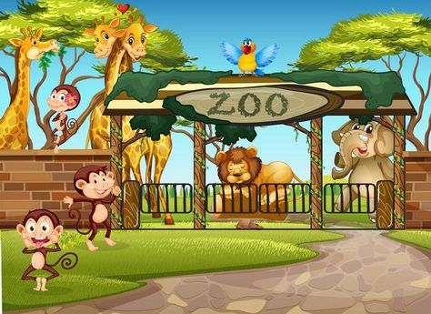 Zoo Illustration, Art Of Zoo, Zoo Drawing, Wild Illustration, Forest Animals Clipart, Jungle Creatures, Jungle Images, Jungle Animal Art, Wild Wallpaper