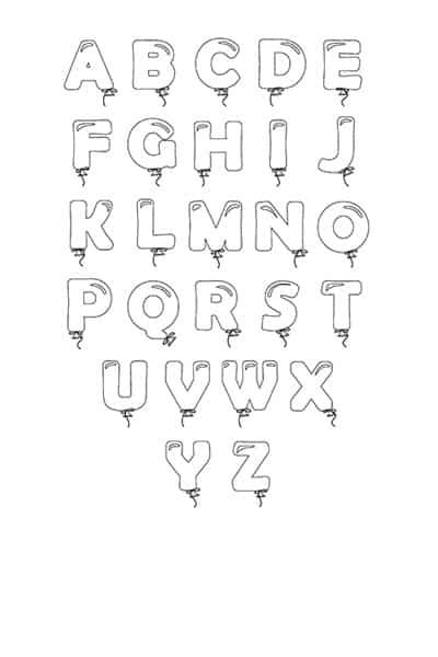 Printable Bubble Letters: Balloon Letters Alphabet - Freebie Finding Mom Draw Letters Alphabet, Balloon Lettering, Bubble Letter Alphabet, How To Draw Balloon Letters, How To Write Bubble Letters Step By Step, Balloon Letters Drawing, Ballon Letters Drawing, Balloon Bubble Letters, Cute Lettering