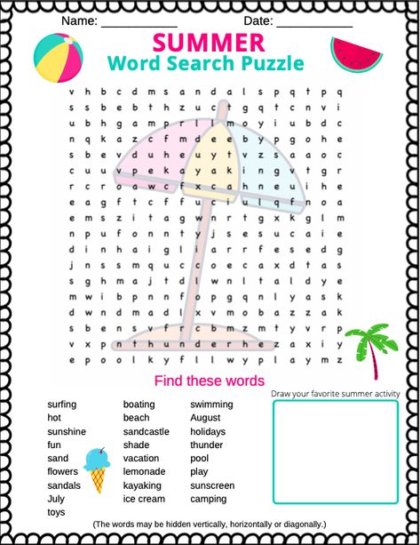 Summer Worksheets For Kids 3rd Grade, Summer Crossword Puzzle Free Printable, Summer Activity Sheets For Kids, Summer Word Search Free Printable, Wordsearches For Kids, Summer Worksheets For Kids, Summer Crossword, Summer Word Search, Ingles Kids