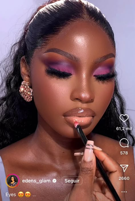 Medium Dark Skin Makeup, Fall Birthday Makeup Looks, Fall Makeup Black Women, Brown Eye Shadow Makeup Looks, Eyeshadow Inspo Creative, Smoky Eyeshadow Black Women, Makeup Inspo Black Women, Dark Skinned Makeup, Makeup Looks For Brown Skin