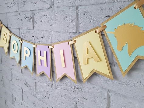 Unicorn Birthday Banner, Fiona Banner, Unicorn Birthday Decorations, Girls Party Games, Unicorn Banner, Unicorn Names, Diy Birthday Banner, Birthday Room Decorations, Unicorn Themed Birthday Party