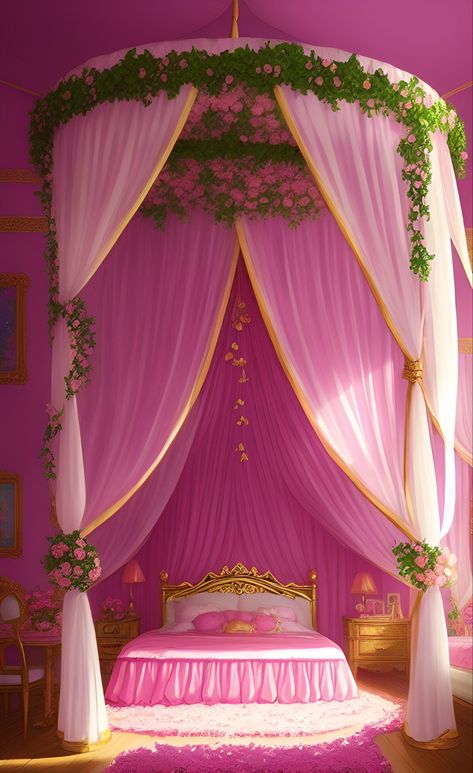 Fantasy Princess Bedroom, Barbie Dream House Aesthetic, Fairytale Bedroom, Princess Bedrooms, Dream House Aesthetic, Fantasy Bedroom, Princess Bedroom, Fantasy Rooms, Fantasy Princess