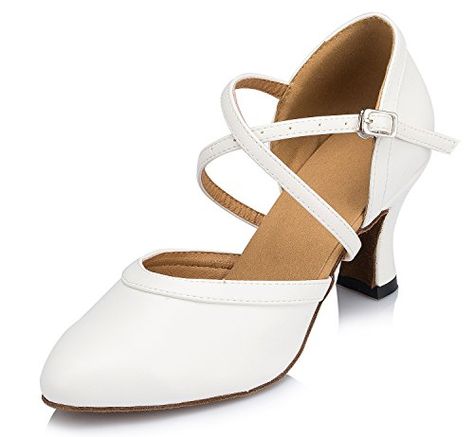 Honeystore Womens Synthetic Patent Leather Criss Cross Strap Latin Dance Shoes Ankle Strap White 85 BM US -- Check this awesome product by going to the link at the image.(This is an Amazon affiliate link and I receive a commission for the sales) Salsa Shoes, Latin Shoes, Ballroom Shoes, Ballroom Dance Shoes, Closed Toe Heels, Latin Dance Shoes, White Wedding Shoes, Cuban Heels, Modern Shoes