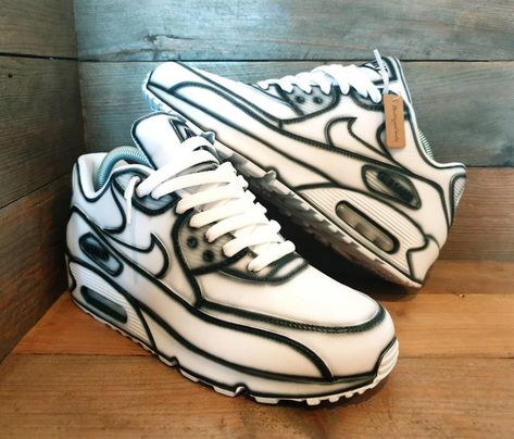 Nike Air Max 90/Custom Painted/Cartoon | Etsy Air Max 90s, Painted Nikes, Rare Shoes, Futuristic Shoes, Painted Sneakers, Nike Air Shoes, Nike Shoes Air Max, Nike Air Max For Women, Sneakers Athletic