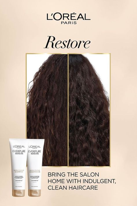 Refresh, renew, and restore your hair with #EverPure Simply Clean. Our purest shampoo and conditioner duo free of: 
🤍 Sulfates
🤍 Parabens
🤍 Synthetic fragrance
🤍 Dyes Shampoo Advertising Design, Shampoo Ads Creative, Hair Care Creative Ads, Hair Shampoo Ads, Anti Dandruff Shampoo Creative Ads, Hair Marketing, Motion Design Trends, Hair Mood Board, Work Graphic