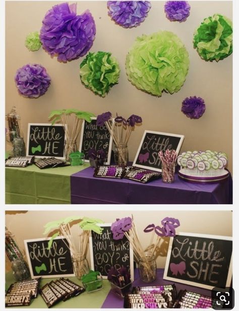 Green And Purple Gender Reveal, Purple Gender Reveal, Reveal Party Food Ideas, Gender Reveal Party Food Ideas, Gender Reveal Party Food, Baby Shower Food For Girl, Halloween Gender Reveal, Gender Reveal Themes, Orange Baby Shower