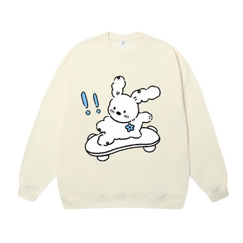 Skateboard Culture, Bunny Sweatshirt, Playful Colors, Warm Fabric, Adorable Bunny, Free Socks, Winter Layering, Free Bracelet, Fashion App