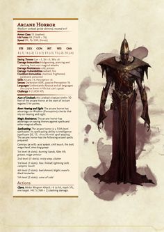 DnD 5e Homebrew. Arcane horror undead pride demon Dnd Undead, Dm Resources, Stat Block, Homebrew Monsters, Dnd Monster, Monster Manual, Dnd Stats, Dnd Homebrew, Dungeon Master's Guide