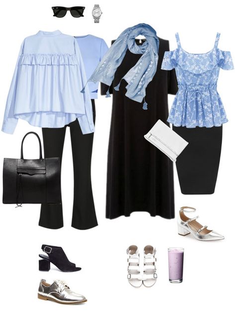 Ensemble: Summer Light Blue & Black - YLF Light Blue And Black Outfit, Light Blue Outfits, Light Blue Shirt Outfit, Blue And Black Outfit, You Look Fab, Black Pants Outfit, Cabi Clothes, Blue Outfits, Light Blue Top