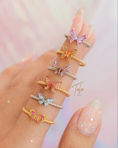 #winxclub #winxbloom #winxflora #winxaisha #winxstella #winxmusa #winxtecna #fairy #rings #bff Tala By Kyla, Fantasy Jewelry Magic, Fairy Rings, Stylish Jewelry Accessories, Winx Club Stella, Cute Promise Rings, Club Tattoo, 2000s Girl, Las Winx