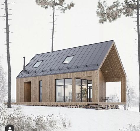 Scandinavian Cabin Exterior, Scandinavian Cabin, Paint Color Ideas, Long House, Modern Small House Design, Modern Barn House, Exterior Paint Color, Minimal House Design, Modern Tiny House