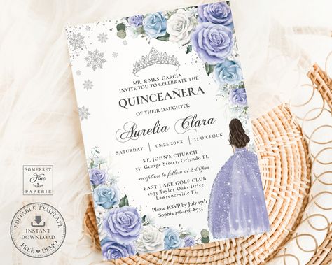 Winter Wonderland Quinceanera, Quinceañera Invitation, Periwinkle Purple, 16th Birthday Invitations, Invitation Diy, Australia Photos, Purple Baby, Quinceanera Invitations, Sweet 16 Birthday