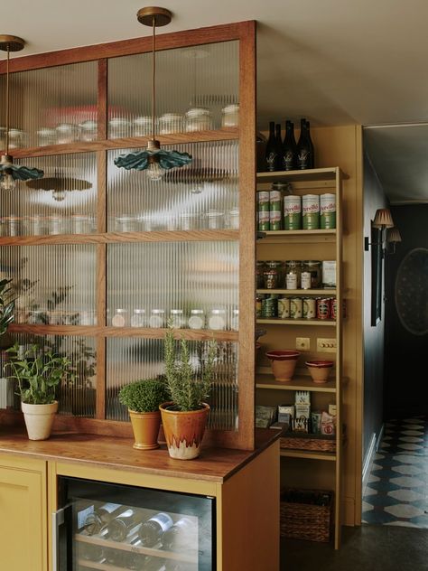 Scullery Ideas, Loft Style Apartment, Recessed Shelves, Clever Kitchen Storage, Sitting Room Design, Victorian Townhouse, Reeded Glass, Box Bedroom, London House