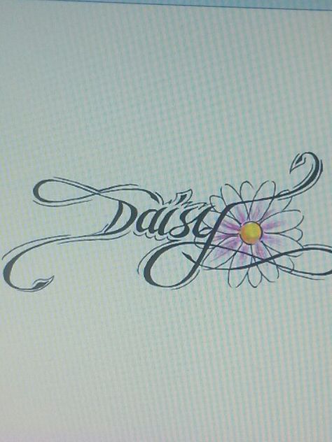 Except instead of the word "daisy" I want it to say "faith" Daisy Name Tattoo, Daisy And Rose Tattoo, Memory Tattoos, In Loving Memory Tattoos, Rip Tattoo, Kid Name Tattoo, Stencil Outline, Cute Hand Tattoos, Daisy Tattoo