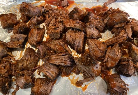 “Burnt Ends” in the Slow Cooker – Roast 'n Relish Chuck Roast Burnt Ends In The Oven, Gametime Food, Pork Burnt Ends, Crock Pot Chuck Roast, Cross Rib Roast, Pork Belly Burnt Ends, Bbq Dishes, Burnt Ends, Slow Cooker Roast