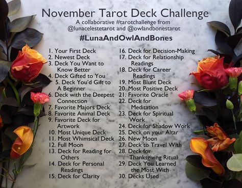 November Tarot Spread, Tarot Challenge, Journal Questions, Tarot Card Spreads, Tarot Spread, New Deck, So Thankful, Tarot Deck, The Last Day