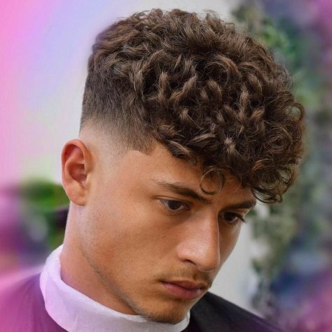 Mens perm haircut Young Men Haircuts, Mens Hairstyles Curly, Men's Curly Hairstyles, Curly Hair Fade, Men Haircut Curly Hair, Wavy Hair Men, Faded Hair, Men Haircut Styles, Cool Hairstyles For Men