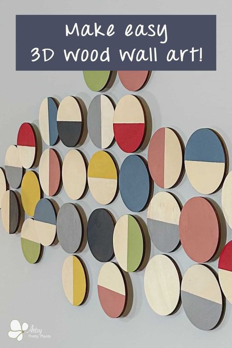 How to make a stunning DIY geometric wood wall art! An easy tutorial for a modern design that looks gorgeous in a bigger space, perfect above a sofa. #interiordecor #homeimprovement #DIYdecor #woodworking #modernart #walldecor #wallartideas #livingroomideas #artsyprettyplants Circles Wall Decor, Wood Circle Wall Art, Mid Century Art Diy, Diy 3 Panel Canvas Art, Diy Mcm Art, Diy Mid Century Wall Art, Mid Century Modern Diy Art, Diy Mid Century Modern Wall Art, Diy Mcm Wall Art