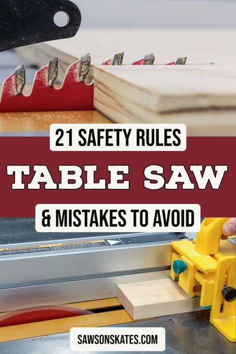 Table saws are handy, but they can be dangerous to use. Brush up on the top safety rules and learn strategies to avoid common mistakes. Picture Frame Table, Best Table Saw, Table Saw Sled, Table Saw Fence, Miter Saw Table, Table Saw Stand, Woodworking Table Saw, Table Saw Jigs, Diy Table Saw