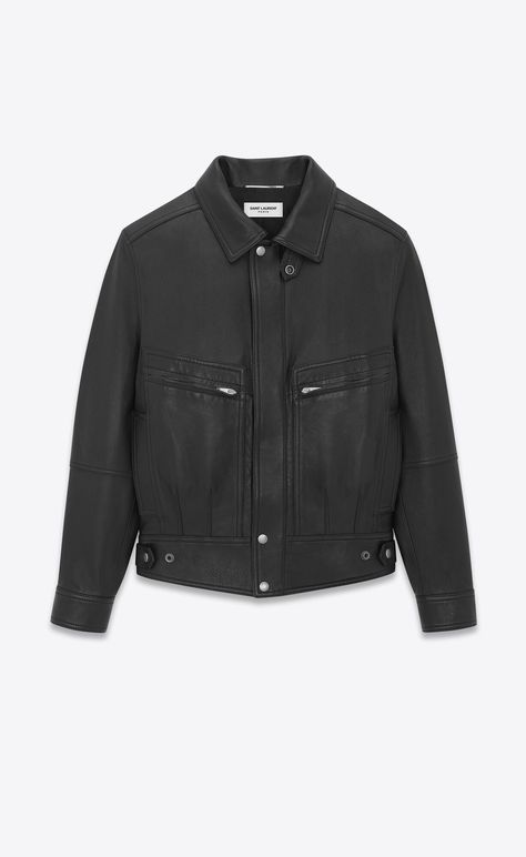 Discover BLACK JACKET IN DRUMMED LAMBSKIN from Saint Laurent online store. Ysl Leather Jacket, Saint Laurent Leather Jacket, All Black Fashion, Tuxedo Pants, Leather Jacket Black, Jacket Design, Modern Fashion, Black Jacket, Leather Fashion