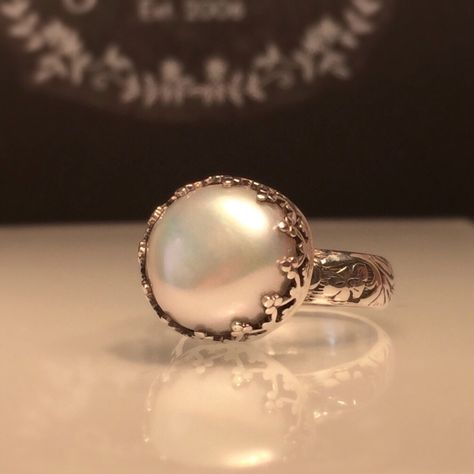 Any Style Pearl Ring. Pearl is June's Birthstone. Stock up for June Weddings. Great Bridesmaids Jewelry/Gift Ideas. Shop the Collection at Jewelriart. Pearl Ring Designs Unique, Pearl Ring Designs, Ring Designs Unique, Pearl Ring Design, June Weddings, Ring Crown, White Pearl Ring, Double Rings, Silver Pearl Ring