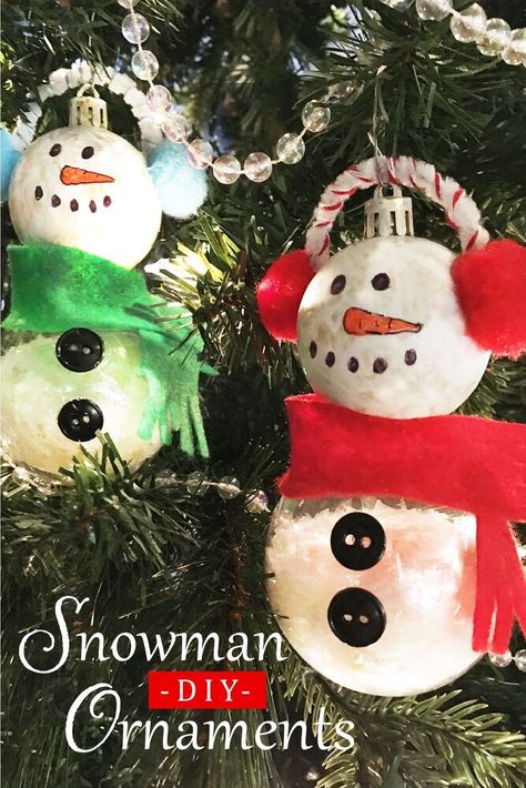 Easy Spring Wreath, Craft Ideas For Christmas, Diy Snowman Ornaments, Diy Christmas Ornaments Easy, Make A Snowman, Pj Party, Clear Ornaments, Fun Craft Ideas, Diy Crafts For Adults