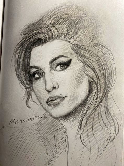 Amy Winehouse Art Drawings, Amy Winehouse Sketch, Amy Winehouse Drawing, Amy Winehouse Art, Identity Artwork, Draw Music, Pencil Sketches Easy, Photography Sketchbook, Gcse Art Sketchbook