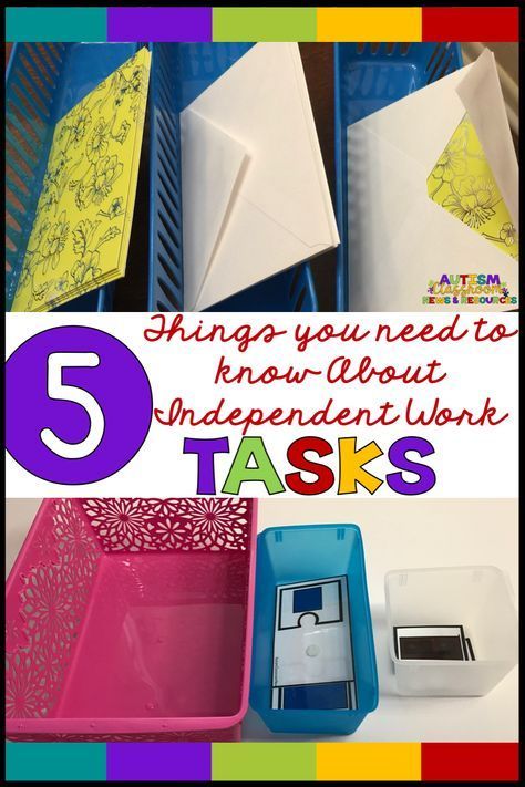 Not all independent work tasks are created equal. Check out these 5 things each task in your work system should have to be successful. #TEACCH #specialeducation via @drchrisreeve Independent Work Tasks, Teacch Tasks, Work Bins, Independent Work Stations, Life Skills Curriculum, Folder Activities, Social Emotional Activities, File Folder Activities, Work System