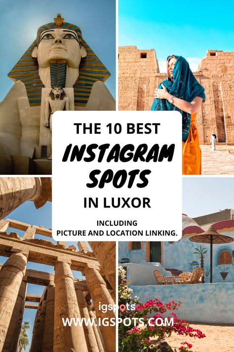 We show you the 10 most popular Instagram photo locations for your vacation in Luxor, Egypt. Including picture and location links. Instagram Spots Luxor, Instagram Locations Luxor, Photo Spots Luxor, Photo Locations Luxor, Instagrammable places Luxor, Instagram Locations Luxor, Instagram worthy spots Luxor, Insta worthy locations Luxor, Ultimate Instagram Guide Luxor, Instagram Photo Guide Luxor. Egypt Instagram Pictures, Egypt Destinations, Egypt Instagram, Egypt Summer, Egypt Trip, Places In Egypt, Africa Adventure, Luxor Temple, Travel Hack