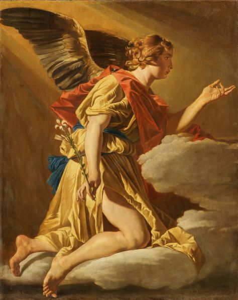 Matthias Stomer. The Annunciation. Archangel Gabriel Angel Character, Angel Paintings, The Annunciation, Archangel Gabriel, Pirate Woman, Biblical Art, Old Paintings, Catholic Art, Art Color