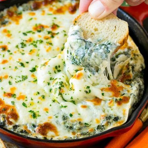 Spinach Dip - Dinner at the Zoo Hot Spinach Dip, Dip Recipes Hot, How To Make Spinach, Spinach Artichoke Dip Recipe, Cheesy Appetizer, Spinach Dip Recipe, Artichoke Dip Recipe, Food Appetizers, Spinach Artichoke Dip