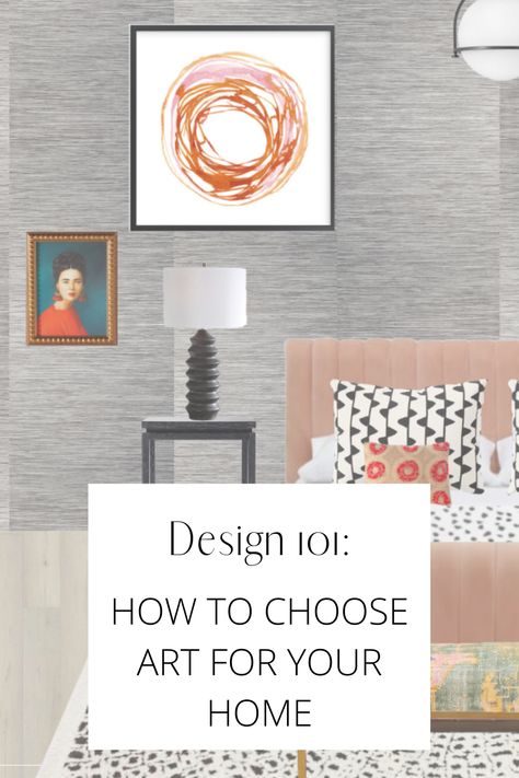 Picture is of a bedroom with colorful art on the walls.   Text reads, "Design 101:  How to choose art for your home." Click to learn the basics to choosing art and take the stress out of it! How To Choose Wall Art, How To Buy Art For Your Home, Choosing Art For Your Home, How To Choose Art For Your Home, Diy Gallery Wall, Gallery Wall Inspiration, Bedroom Artwork, Design 101, Home Decor Sale