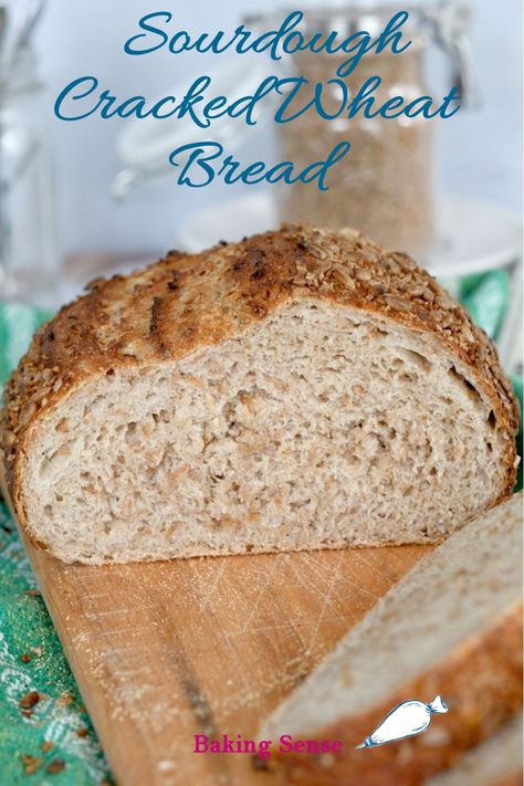 Sourdough Cracked Wheat Bread is a hearty loaf full of whole wheat flavor and goodness. This rustic bread made with active starter and whole grain has a chewy, substantial bite. Semolina Bread Recipe, Easy French Bread Recipe, Rustic Italian Bread, Farmhouse Bread, Oven Bread, Dutch Oven Bread, Cracked Wheat, French Bread Recipe, Tasty Bread Recipe