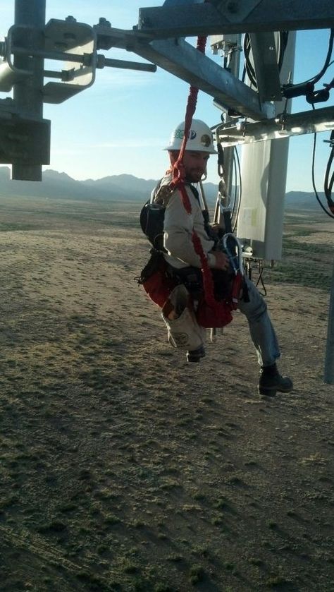 Cell tower climbers Steel Erectors, Laksa Soup, Tower Climber, Radio Astronomy, Tree Climbing, Cell Tower, Work Gear, Scene Design, Work Tools