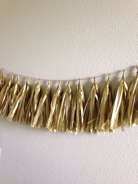 Tassle Garland 6 feet Tissue Paper garland ANY COLOR by POMSETC, $20.00 Gold Tassel Garland, Tissue Tassel Garland, Tissue Paper Garlands, Diy Tassel Garland, Diy Christmas Party, Balloon Tassel, Diy Christmas Garland, Small Lanterns, Mid Century Christmas