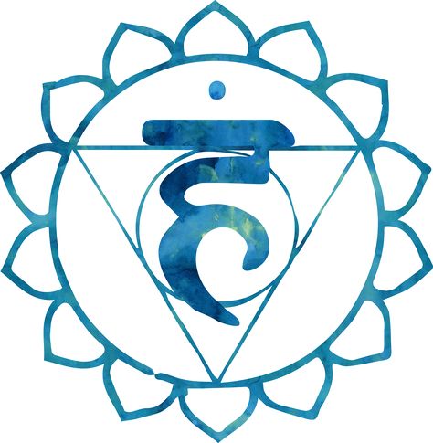 The throat chakra - Vishuddha - is our communication centre. It thrives when we speak and live our truth - so, how do we do that? Read on to find out! Chakra Symbols Art, Throat Chakra Symbol, Vishuddha Chakra, Chakra Tattoo, The Seven Chakras, Symbol Tattoo, Chakra Affirmations, Chakra Symbols, Chakra Art