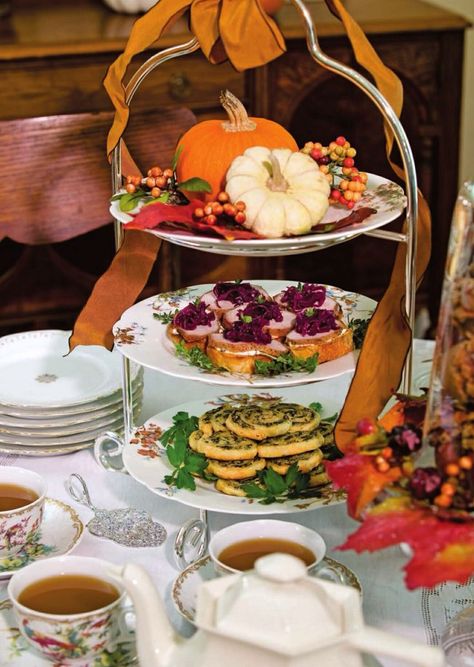 Fall Tea Party | Autumn Tea Party Autumnal Tea Party, Harvest Tea Party, Fall Tea Party Ideas Decorations, Autumn Tea Party Table Settings, Autumn Afternoon Tea, Fall Tea Party Ideas, Fall Tea Party, Autumn Tea Time, Harvest Witch