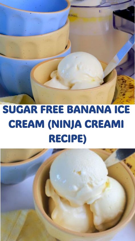 Treat yourself to our creamy Sugar Free Banana Ice Cream recipe! Made effortlessly in the Ninja Creami machine. Sugar Free Ninja Creami Recipes, Ice Cream Ninja Creami, Ninja Creami Recipe, Sugar Free Cake Recipes, Banana Recipes Easy, Ninja Creamy, Ninja Ice Cream Recipe, Banana Ice Cream Recipe, Sugar Free Ice Cream