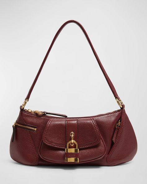 "Find CHLOÉ The 99 Shoulder Bag on Editorialist. The Chloe The 99 shoulder bag is crafted from shiny grained calfskin leather. It features a shoulder strap, zip top closure, two zip pockets, and one flap pocket on the exterior, and one slip pocket on the interior. The bag is lined with cotton/linen and measures approximately 5.1\"H x 14.1\"W x 3.9\"D. It is made in Italy." Bag Flap Design, Chloe Raffia Bag, Chloe Bag Aesthetic, Cute Designer Bags, Chloe Clothes, Bags With Pockets, Cute Shoulder Bags, Vintage Chloe, Vintage Designer Bags