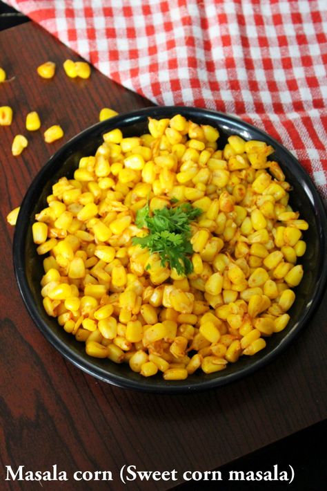 Masala corn, a very popular and a quick Indian street food recipe made using sweet corn kernels and some tangy flavored Indian spices. Masala Corn, Street Food Recipe, Indian Street Food Recipes, Corn Recipe, Vegetarian Fast Food, Indian Street, Recipe Sweet, Quick Recipes Snacks, Street Foods