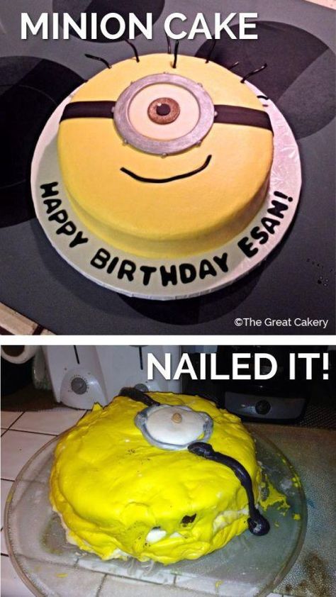 Wait, wait, it's just not finished -- just imagine it with the smile added -- see? Totally there. Cake Disasters, Pumpkin Pancakes Easy, Pumpkin Zucchini, Baking Fails, Bad Cakes, Cooking Fails, Cake Fails, Fail Nails, Muffins Easy