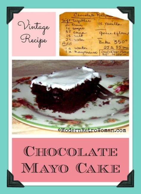 Chocolate Mayo Cake Mayo Cake, Powdered Sugar Frosting, Mayonnaise Cake, Caramel Pie, Chocolate Mayonnaise Cake, Vintage Cakes, Cake Recipes From Scratch, Cake Trends, Yummy Chicken Recipes